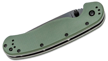 Ontario RAT Model 1 Folding Knife 3.6" Black Plain Blade, OD Green Nylon Handles, Liner Lock - BoomStick Tactical Gear