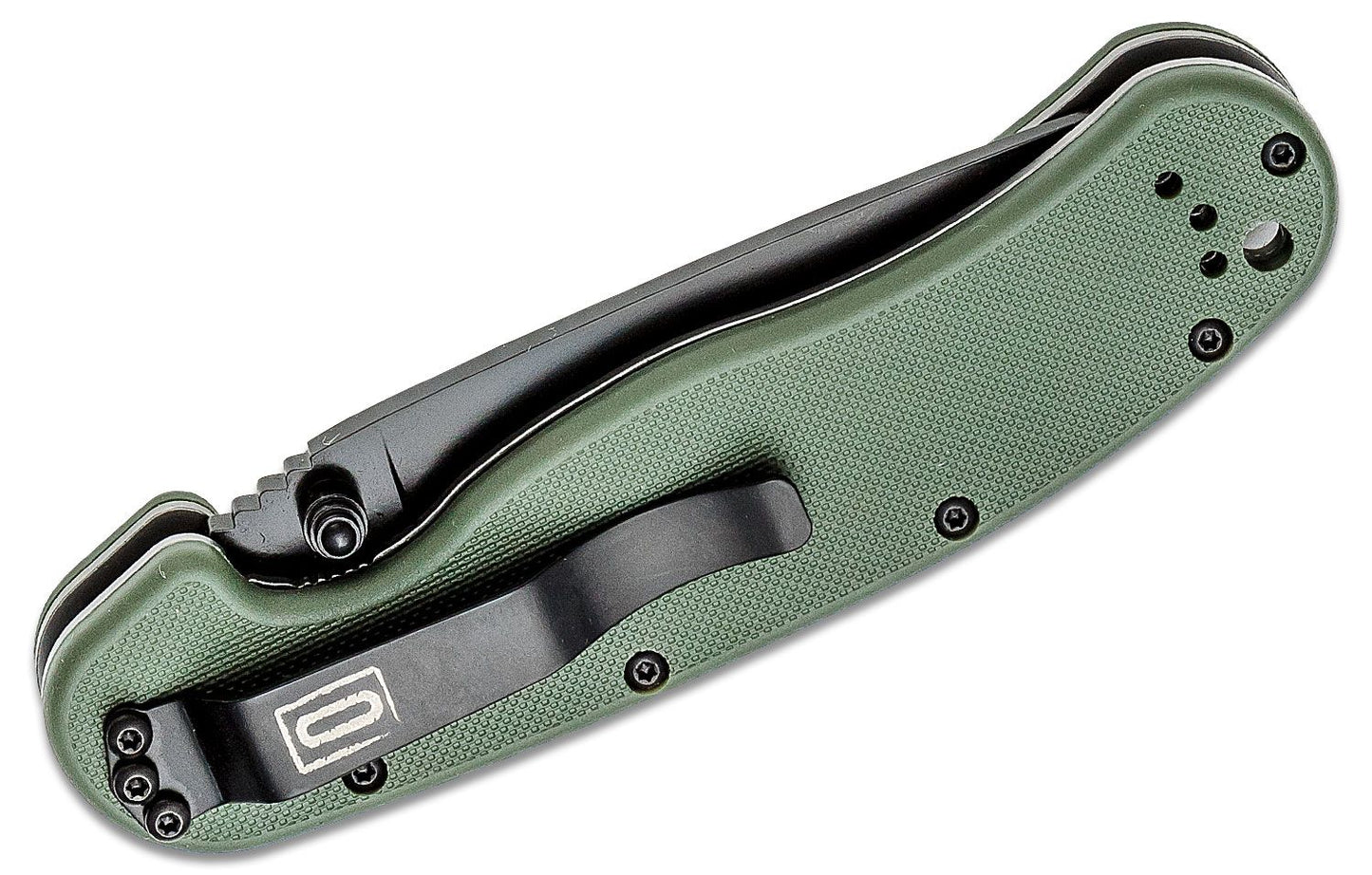 Ontario RAT Model 1 Folding Knife 3.6" Black Plain Blade, OD Green Nylon Handles, Liner Lock - BoomStick Tactical Gear