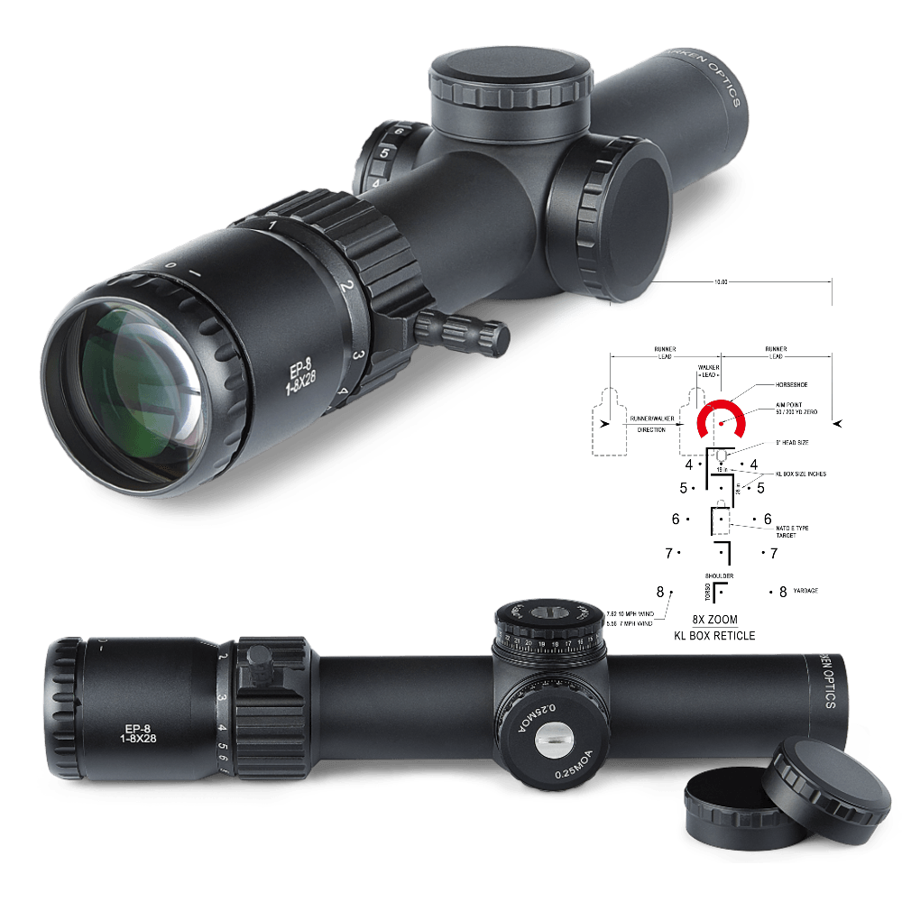 Arken Optics EP8 1-8×28 LVPO FFP Scope – First Focal Plane Tactical Rifle Scope for Close to Mid-Range Precision