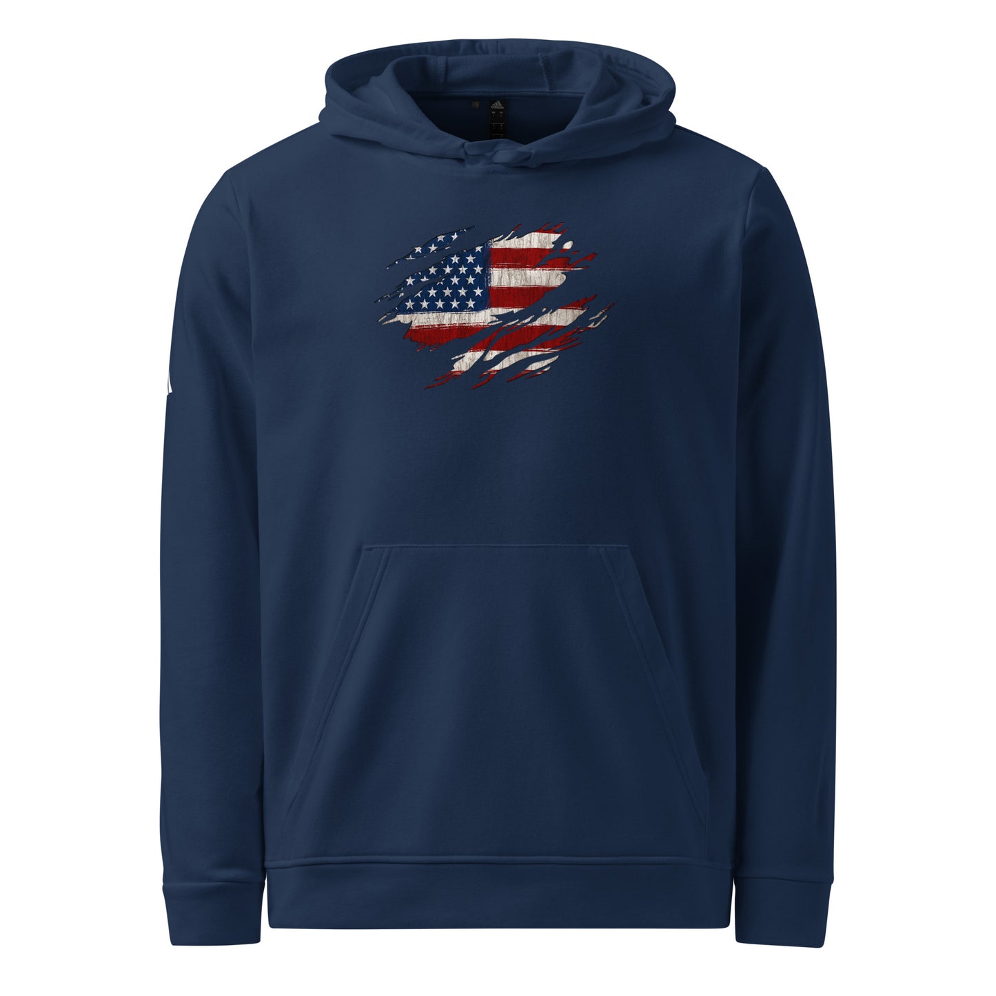 Patriotic Adidas Fleece Hoodie with Tattered American Flag – Comfortable American Pride Apparel - BoomStick Tactical Gear