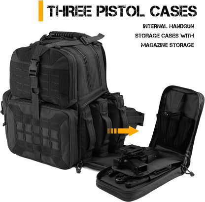 Tactical Range Backpack Bag, VOTAGOO Range Activity Bag For Handgun And Ammo, 3 Pistol Carrying Case For Hunting Shooting - BoomStick Tactical Gear