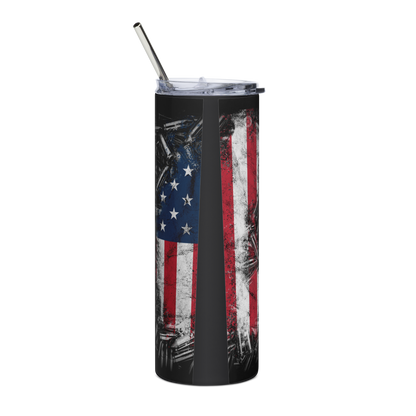 20 oz Tumbler with U.S. Seal, 2nd Amendment Quote, American Flag, and Falling Ammo – Patriotic Drinkware for Gun Enthusiasts - BoomStick Tactical Gear