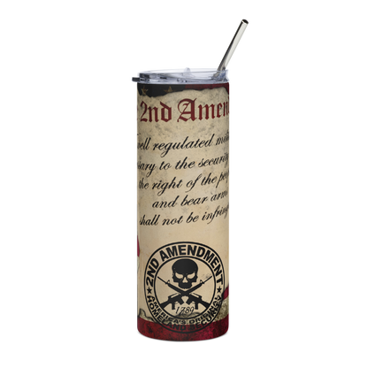 20 oz Tumbler with Tattered American Flag and 2nd Amendment – Patriotic Drinkware for Freedom Lovers Stainless steel tumbler - BoomStick Tactical Gear