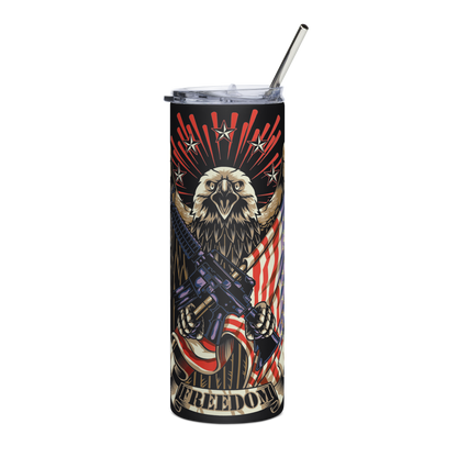 Stainless steel20 oz Tumbler with Crossed AR-15 Rifles, American Flag, and Eagle – Patriotic Tactical Drinkware - BoomStick Tactical Gear