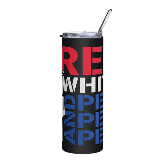 20 oz Tumbler with AR-15 and 'Red, White, and Pew Pew Pew' – Fun Patriotic Drinkware for Gun Enthusiasts