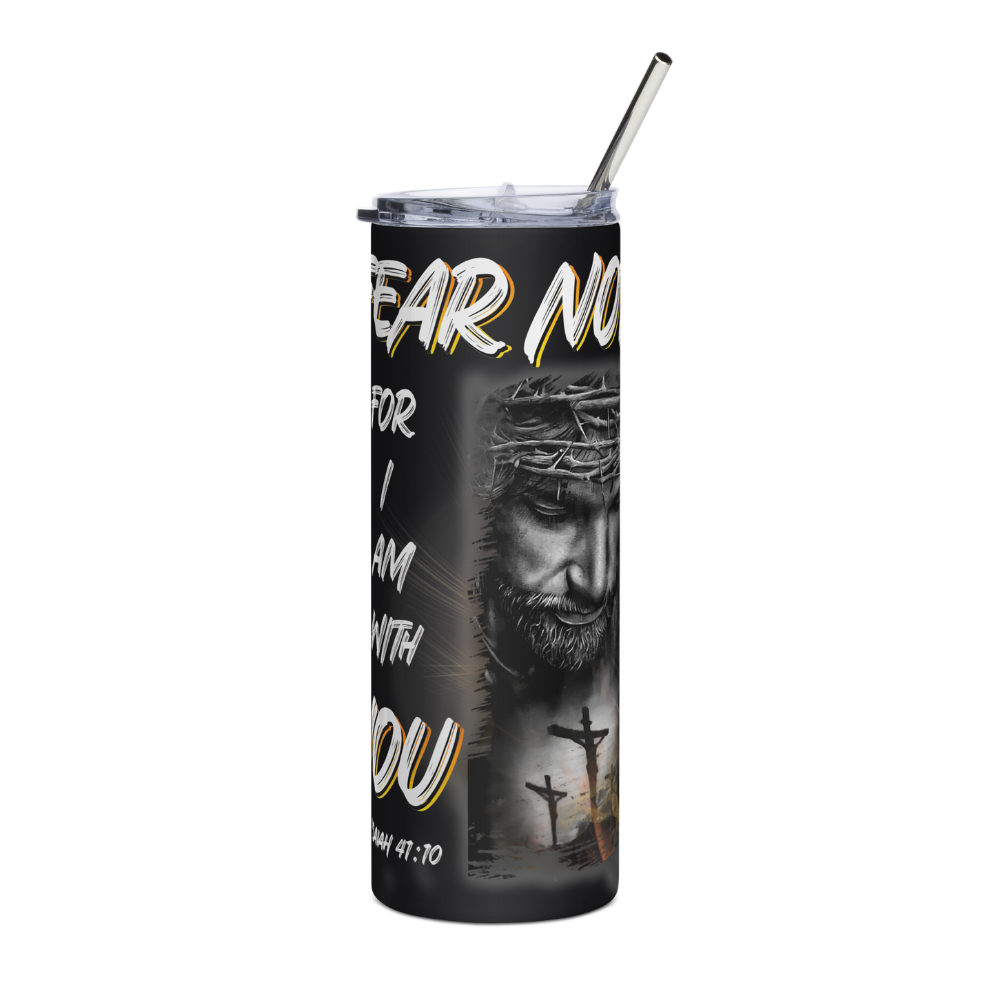 20 oz Tumbler with Inspirational Bible Verse "Fear Not, For I Am With You" - Christian Faith-Based Gift - BoomStick Tactical Gear