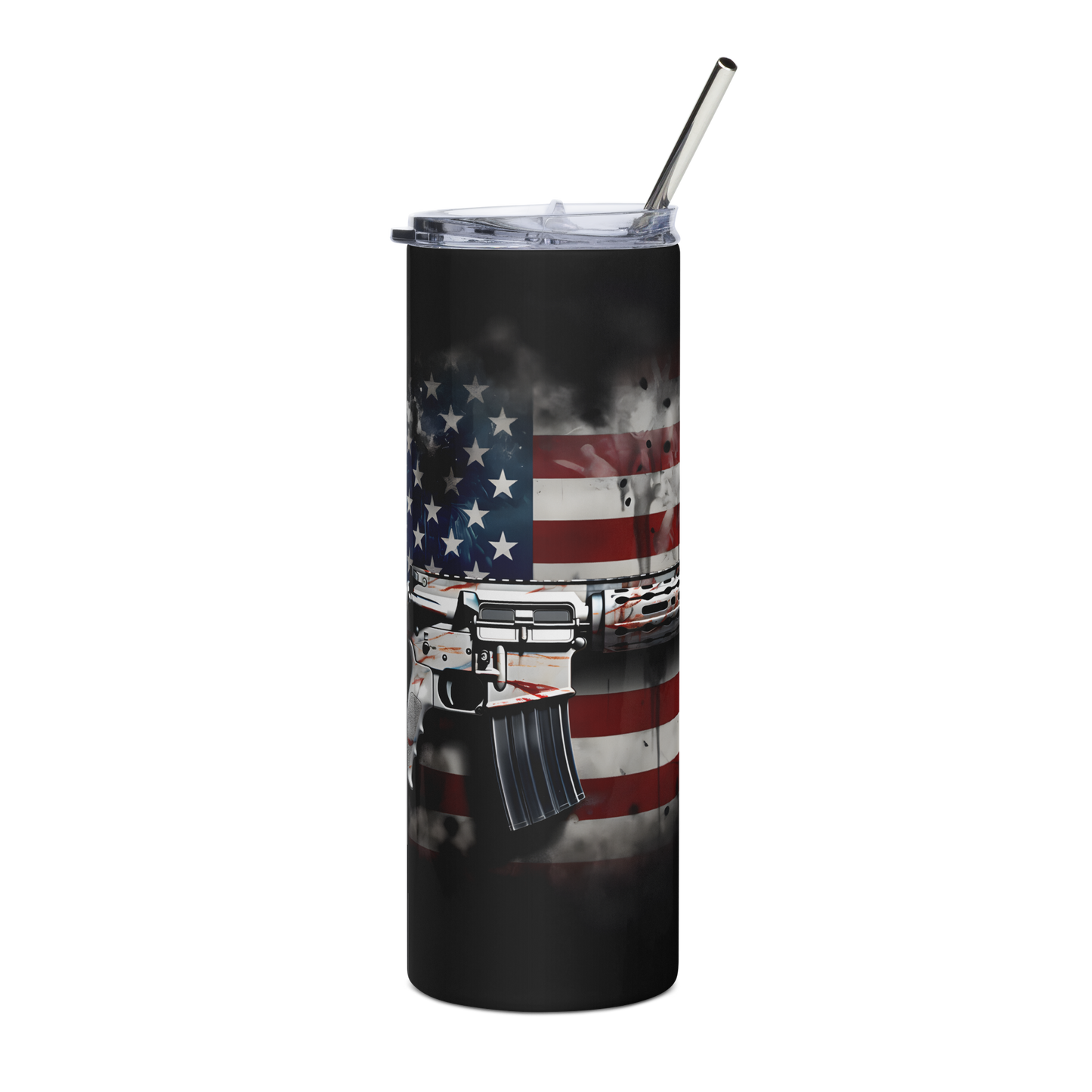 Patriotic 20oz Tumbler with American Flag & AR-15 Design – Perfect for Gun Enthusiasts & Outdoor Adventures - BoomStick Tactical Gear