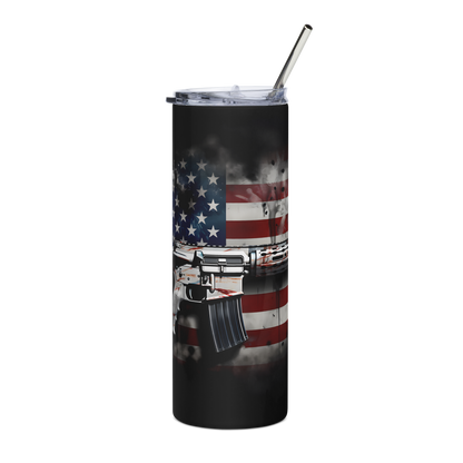 Patriotic 20oz Tumbler with American Flag & AR-15 Design – Perfect for Gun Enthusiasts & Outdoor Adventures - BoomStick Tactical Gear