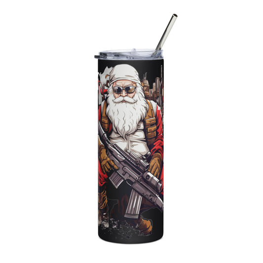 Tactical Santa Tumbler: Cartoon Santa Kneeling with AR-15 – Fun Christmas Gift for Gun Enthusiasts - BoomStick Tactical Gear