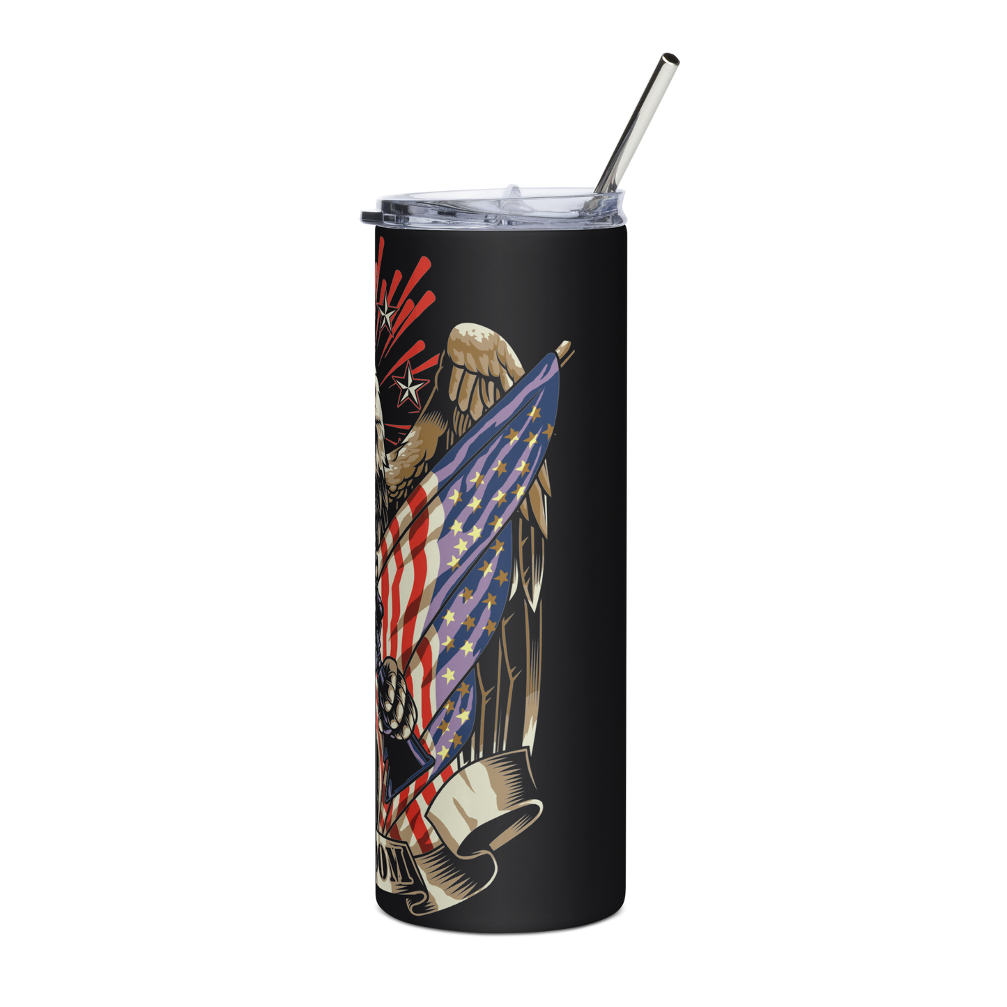 Stainless steel20 oz Tumbler with Crossed AR-15 Rifles, American Flag, and Eagle – Patriotic Tactical Drinkware - BoomStick Tactical Gear