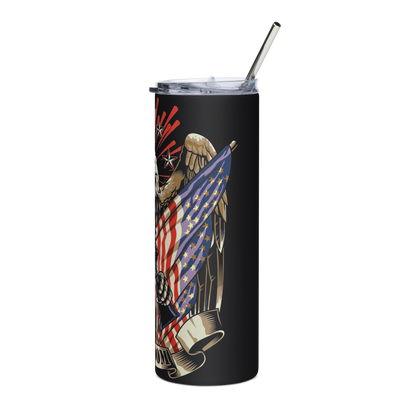 Stainless steel20 oz Tumbler with Crossed AR-15 Rifles, American Flag, and Eagle – Patriotic Tactical Drinkware - BoomStick Tactical Gear