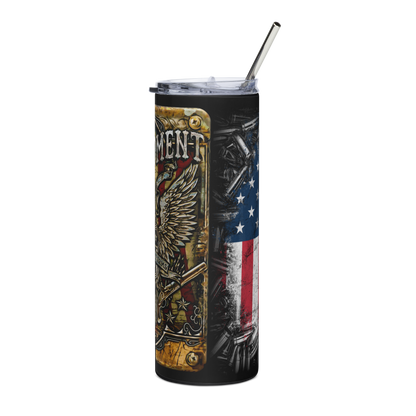 20 oz Tumbler with U.S. Seal, 2nd Amendment Quote, American Flag, and Falling Ammo – Patriotic Drinkware for Gun Enthusiasts - BoomStick Tactical Gear