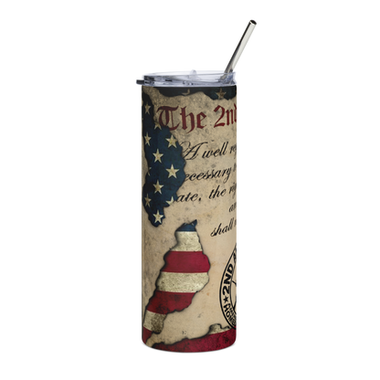 20 oz Tumbler with Tattered American Flag and 2nd Amendment – Patriotic Drinkware for Freedom Lovers Stainless steel tumbler - BoomStick Tactical Gear