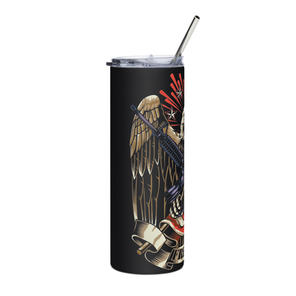 Stainless steel20 oz Tumbler with Crossed AR-15 Rifles, American Flag, and Eagle – Patriotic Tactical Drinkware - BoomStick Tactical Gear