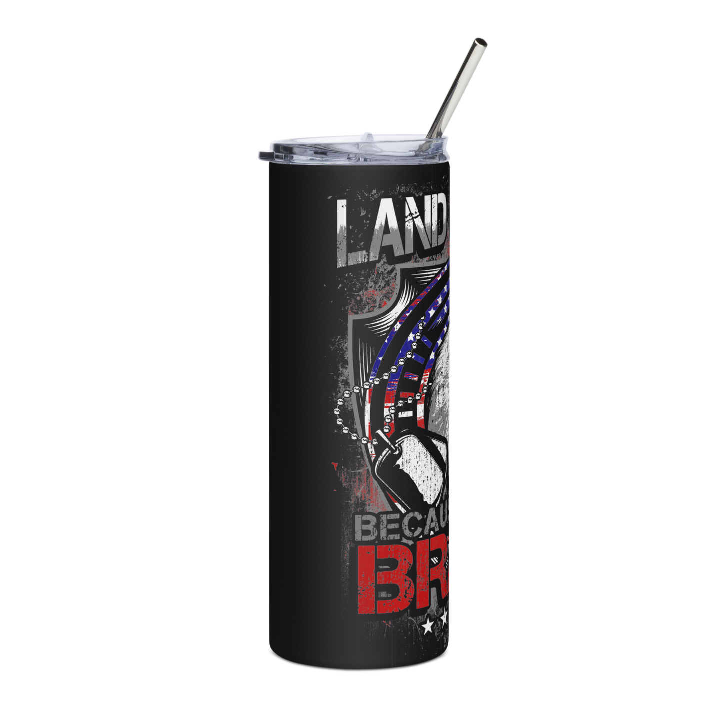 20 oz Tumbler with Eagle, AR-15, American Flag, and 'Land of the Free Because of the Brave - BoomStick Tactical Gear