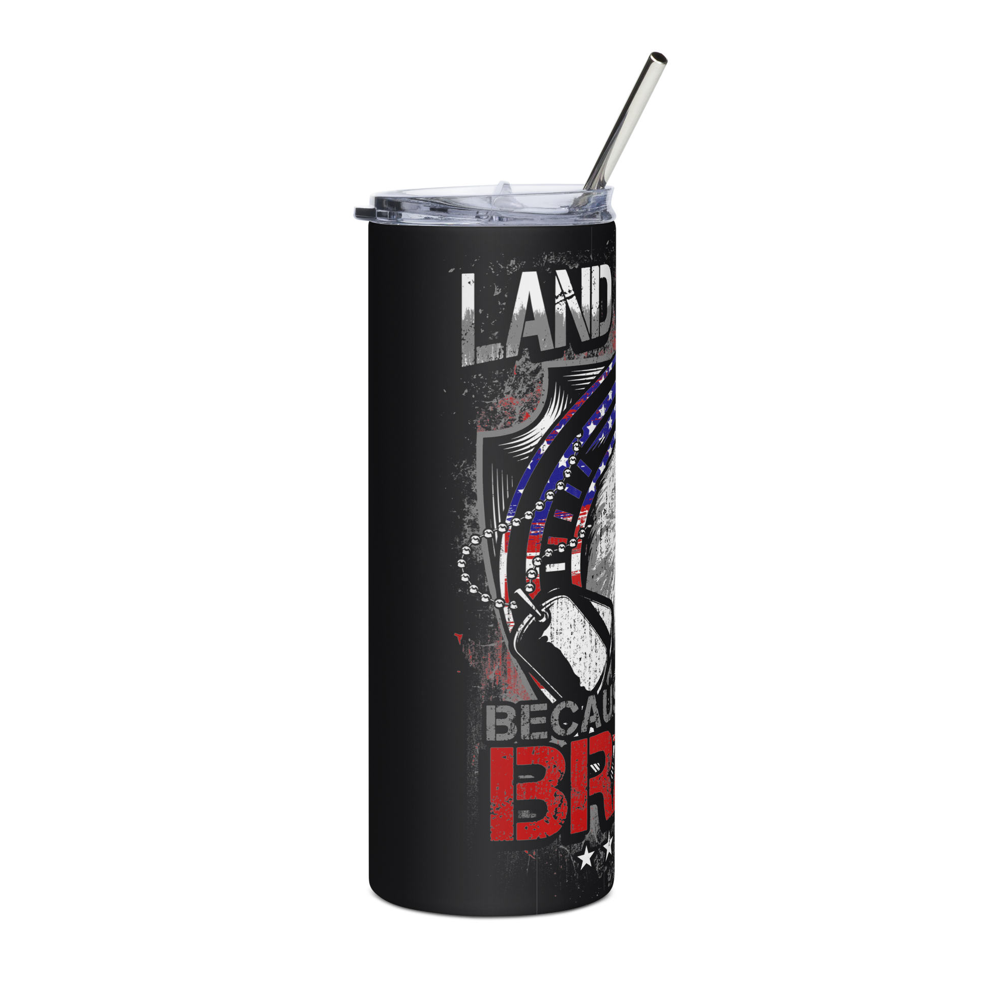 20 oz Tumbler with Eagle, AR-15, American Flag, and 'Land of the Free Because of the Brave - BoomStick Tactical Gear