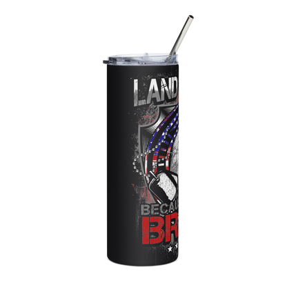 20 oz Tumbler with Eagle, AR-15, American Flag, and 'Land of the Free Because of the Brave - BoomStick Tactical Gear