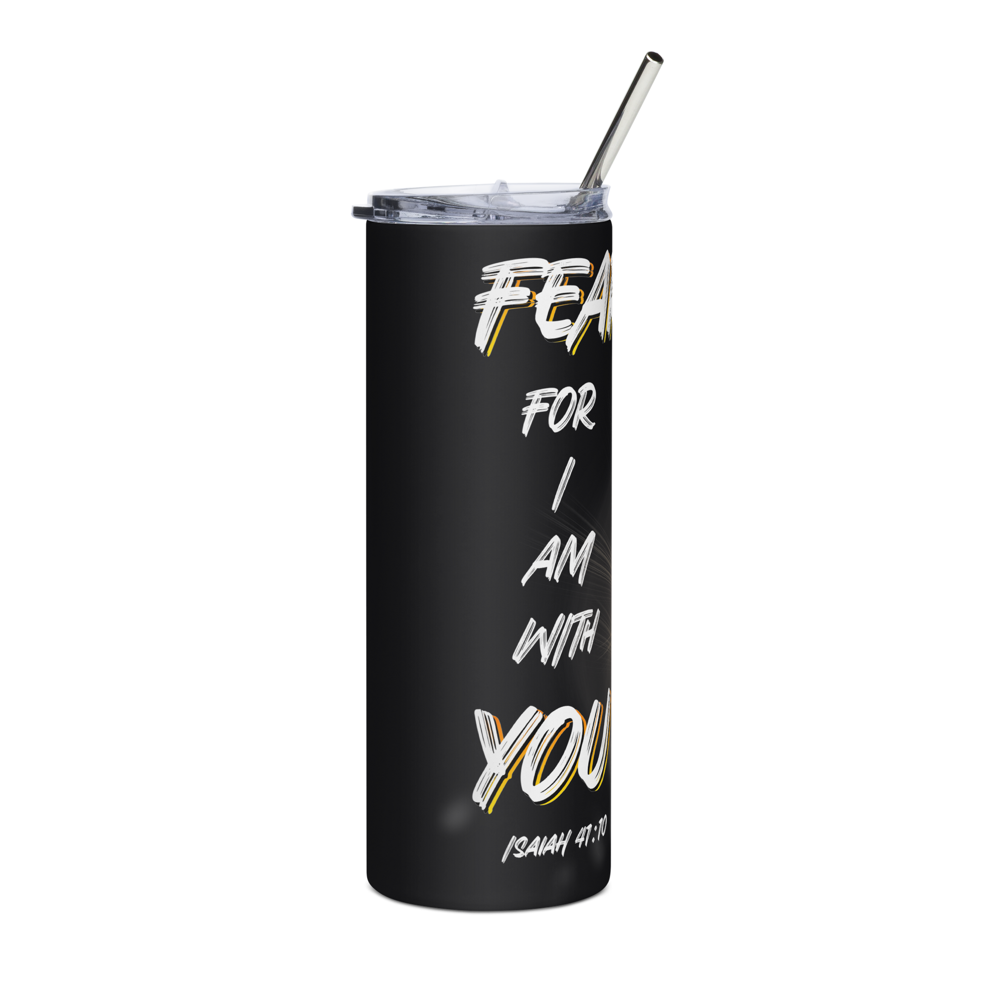 20 oz Tumbler with Inspirational Bible Verse "Fear Not, For I Am With You" - Christian Faith-Based Gift - BoomStick Tactical Gear