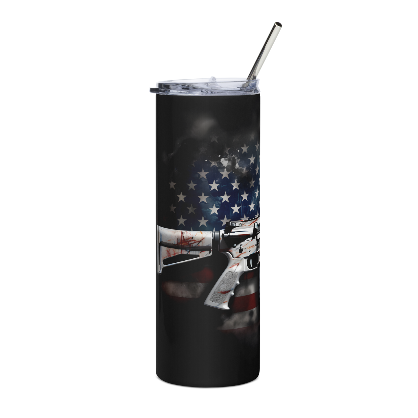 Patriotic 20oz Tumbler with American Flag & AR-15 Design – Perfect for Gun Enthusiasts & Outdoor Adventures - BoomStick Tactical Gear