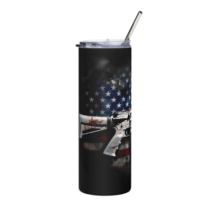 Patriotic 20oz Tumbler with American Flag & AR-15 Design – Perfect for Gun Enthusiasts & Outdoor Adventures - BoomStick Tactical Gear