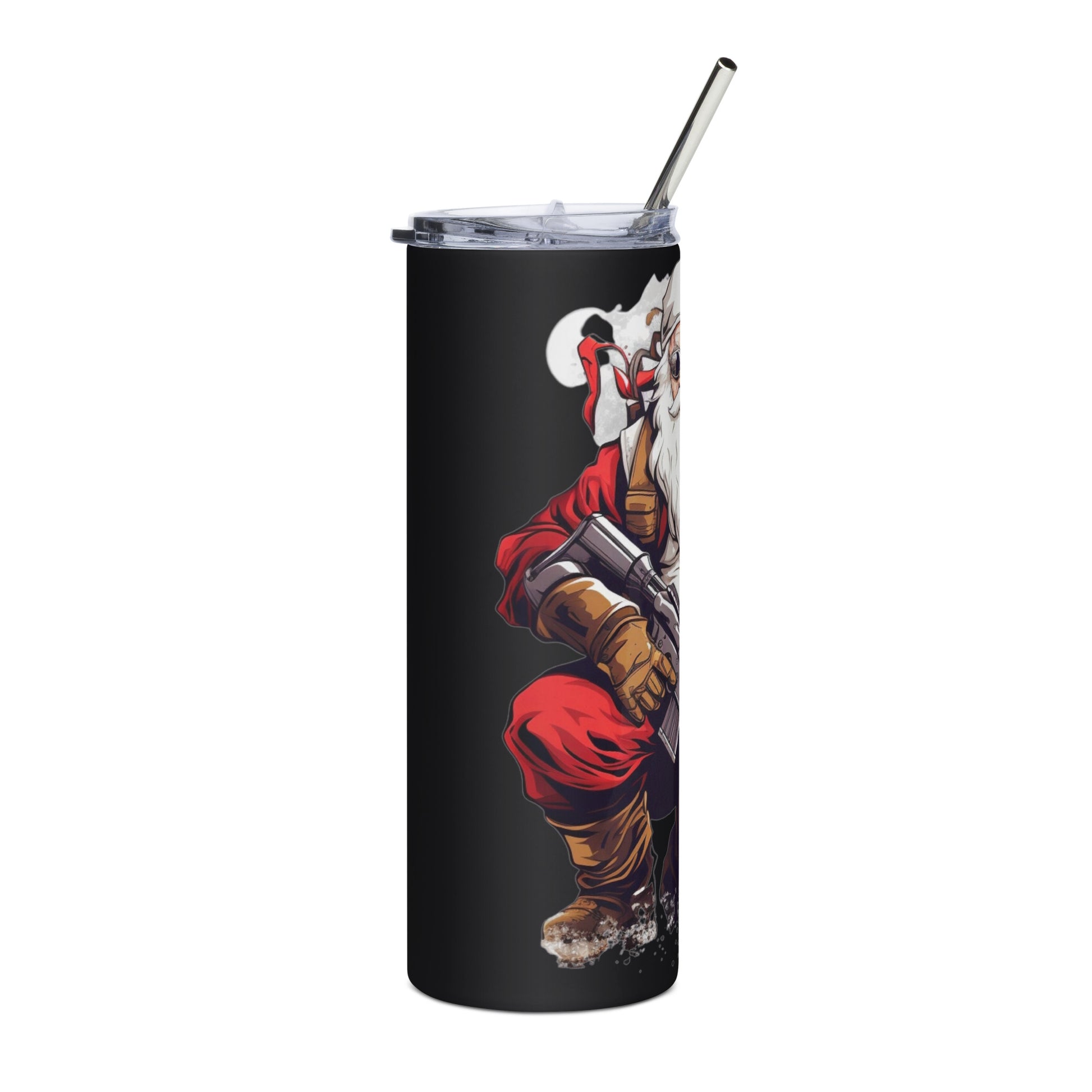 Tactical Santa Tumbler: Cartoon Santa Kneeling with AR-15 – Fun Christmas Gift for Gun Enthusiasts - BoomStick Tactical Gear