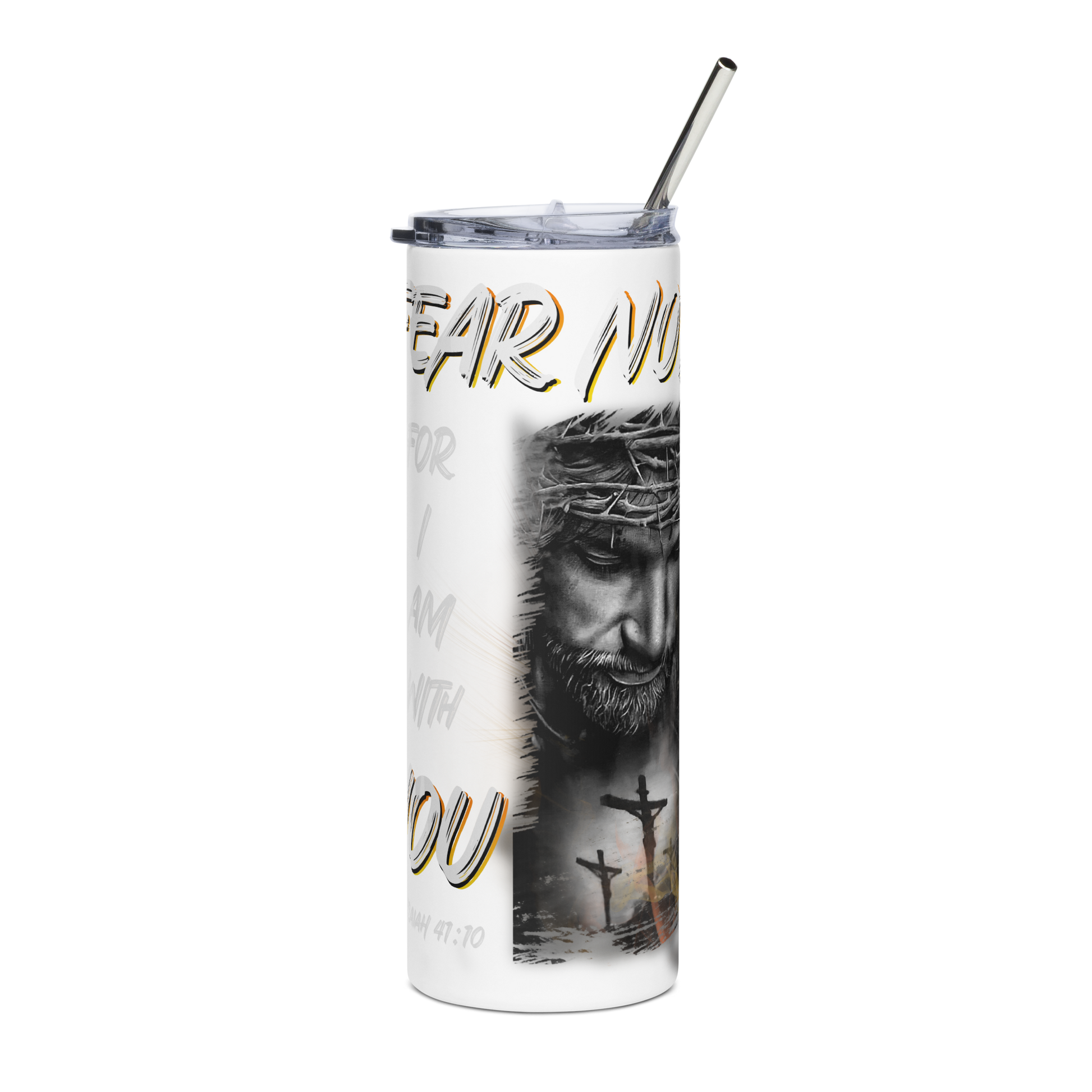 20 oz Tumbler with Inspirational Bible Verse "Fear Not, For I Am With You" - Christian Faith-Based Gift - BoomStick Tactical Gear