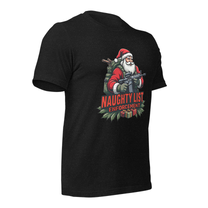 Naughty List Enforcement" Christmas T-Shirt – Santa Claus with AR-15 and Presents | Funny Tactical Christmas Shirt - BoomStick Tactical Gear