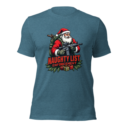 Naughty List Enforcement" Christmas T-Shirt – Santa Claus with AR-15 and Presents | Funny Tactical Christmas Shirt - BoomStick Tactical Gear