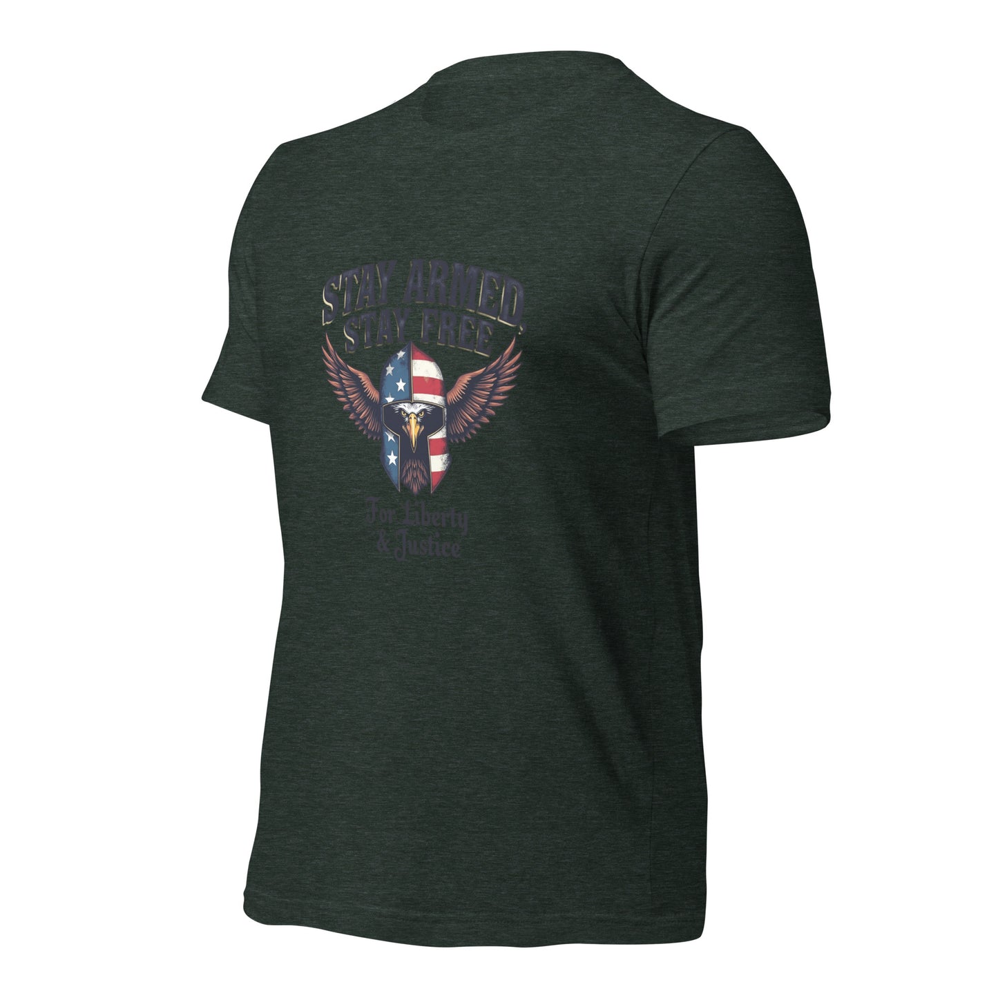 Stay Armed, Stay Free - American Flag Eagle Spartan Hat T-Shirt - BoomStick Tactical Gear