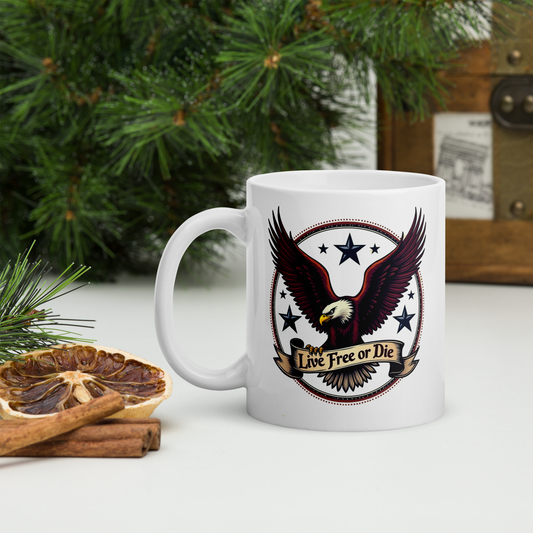 Live Free or Die Coffee Mug – Patriotic Eagle Design | Freedom Lover’s Coffee Cup - BoomStick Tactical Gear