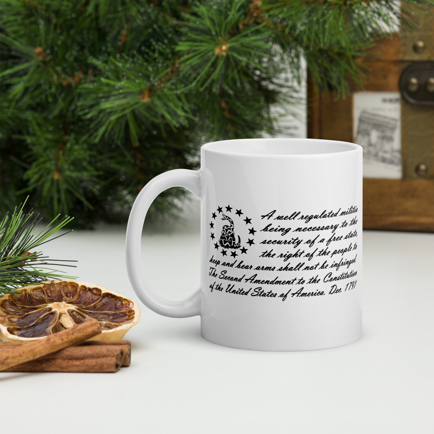 2nd Amendment "Don’t Tread on Me" Coffee Mug – Patriotic Gadsden Flag and Right to Bear Arms Quote | Freedom & 2A Supporter Gift - BoomStick Tactical Gear