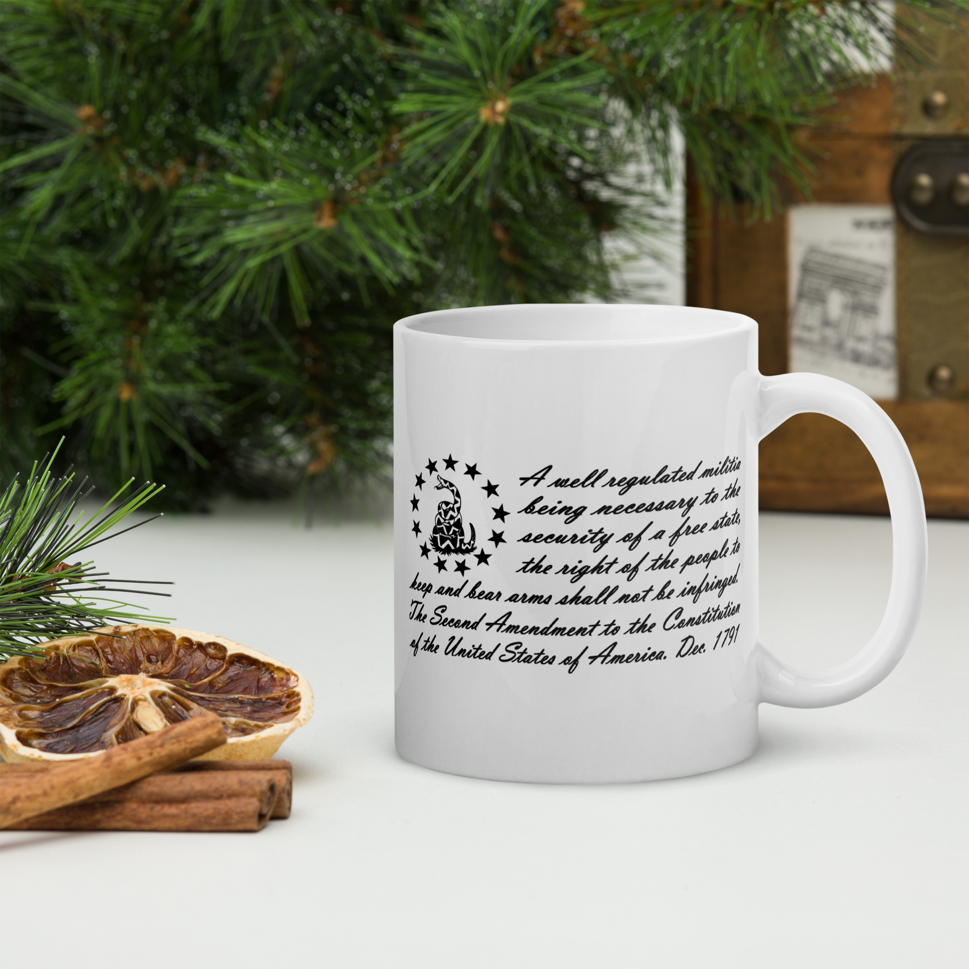 2nd Amendment "Don’t Tread on Me" Coffee Mug – Patriotic Gadsden Flag and Right to Bear Arms Quote | Freedom & 2A Supporter Gift - BoomStick Tactical Gear