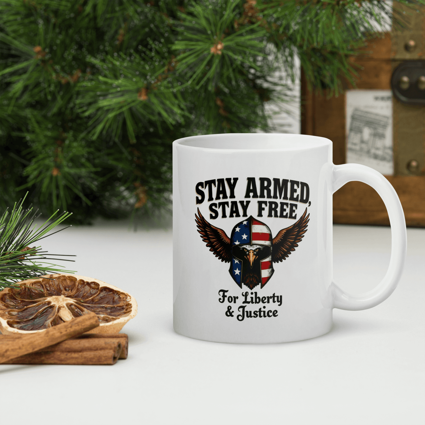 Stay Armed, Stay Free Coffee Mug – Bold Eagle Design | Patriotic 2A Supporter Gift - BoomStick Tactical Gear