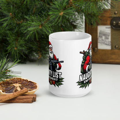 Naughty List Enforcement" Christmas Coffee Mug – Santa Claus with AR-15 and Presents | Funny Tactical Christmas Gift - BoomStick Tactical Gear