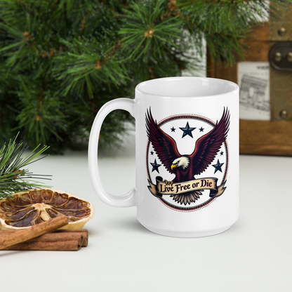 Live Free or Die Coffee Mug – Patriotic Eagle Design | Freedom Lover’s Coffee Cup - BoomStick Tactical Gear