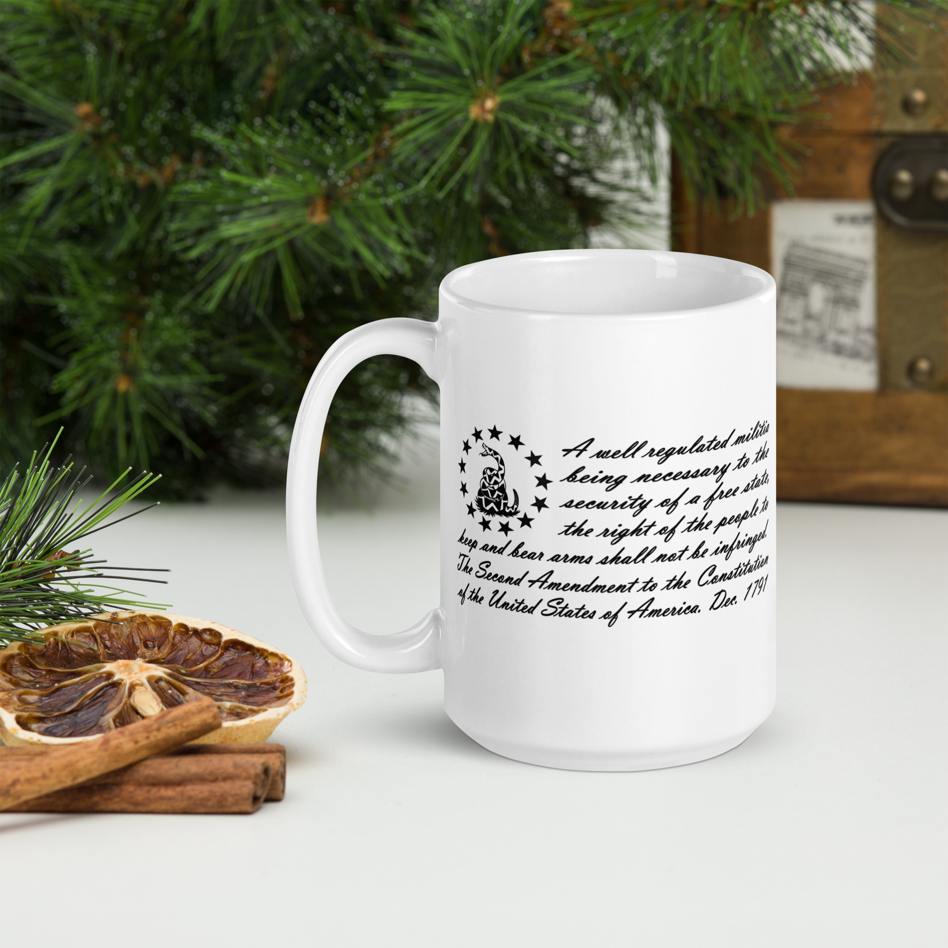 2nd Amendment "Don’t Tread on Me" Coffee Mug – Patriotic Gadsden Flag and Right to Bear Arms Quote | Freedom & 2A Supporter Gift - BoomStick Tactical Gear