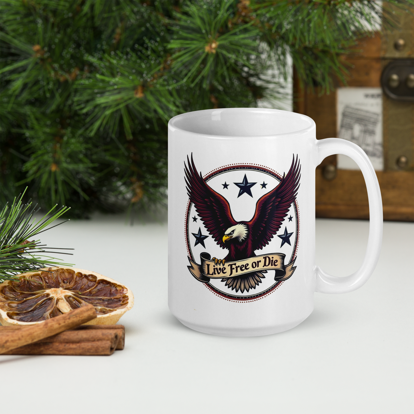 Live Free or Die Coffee Mug – Patriotic Eagle Design | Freedom Lover’s Coffee Cup - BoomStick Tactical Gear