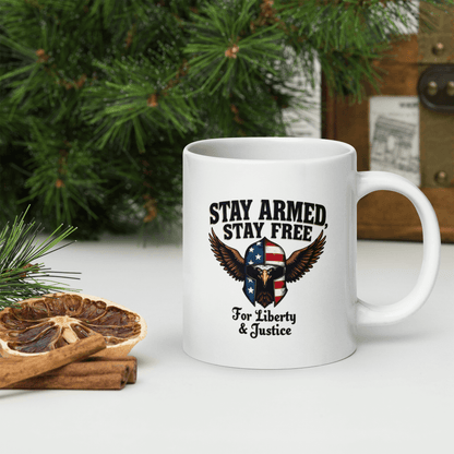 Stay Armed, Stay Free Coffee Mug – Bold Eagle Design | Patriotic 2A Supporter Gift - BoomStick Tactical Gear